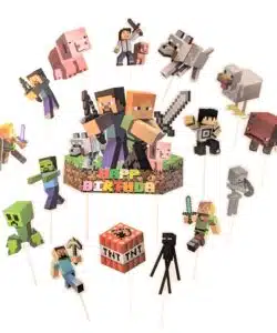 Caketopper + Cupcake Prikkers Minecraft Happy Birthday