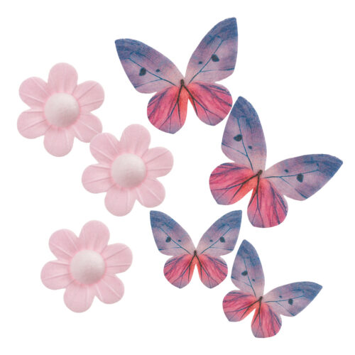 Dekora ouwel roze bloemen & lila vlinders 9 stuks bij cake, bake & love 7