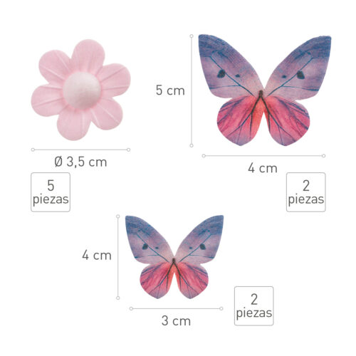 Dekora ouwel roze bloemen & lila vlinders 9 stuks bij cake, bake & love 9
