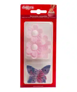 Dekora Ouwel Roze Bloemen & Lila Vlinders 9 stuks