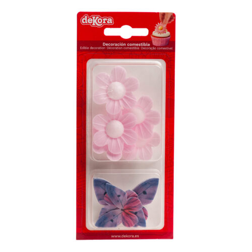 Dekora ouwel roze bloemen & lila vlinders 9 stuks bij cake, bake & love 5