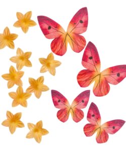 Dekora ouwel gele bloemen & rode vlinders 39 stuks bij cake, bake & love 11