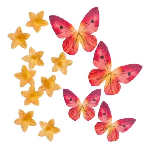 Dekora ouwel gele bloemen & rode vlinders 39 stuks bij cake, bake & love 7