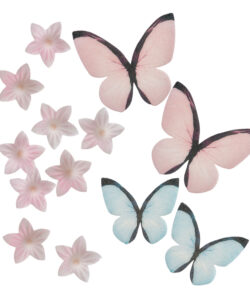 Dekora ouwel roze bloemen & roze en blauwe vlinders 39 stuks bij cake, bake & love 11
