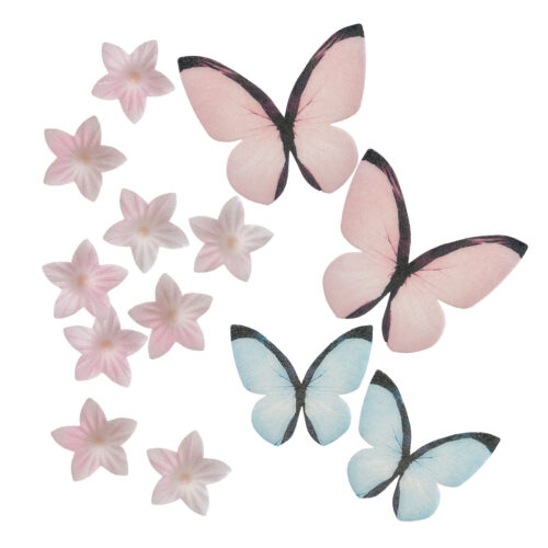 Dekora ouwel roze bloemen & roze en blauwe vlinders 39 stuks bij cake, bake & love 7