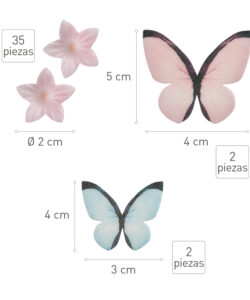 Dekora ouwel roze bloemen & roze en blauwe vlinders 39 stuks bij cake, bake & love 13