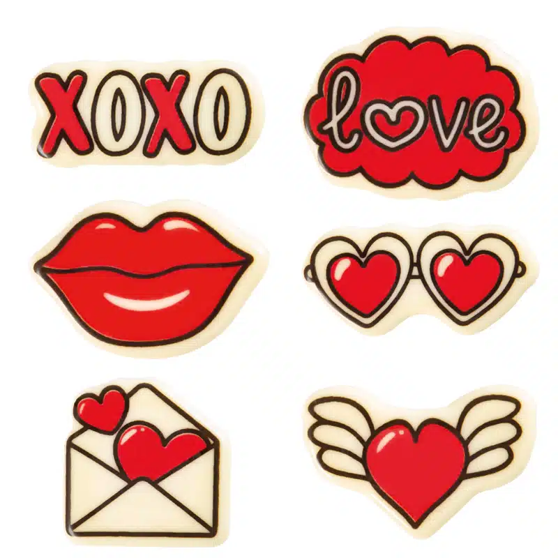 Chocolade decoraties valentijn 12 stuks bij cake, bake & love 5 Chocolade decoraties valentijn 12 stuks