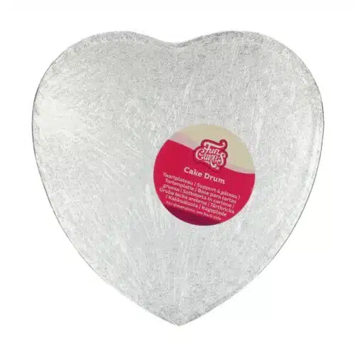 Funcakes cake drum hart 27,5 cm - zilver