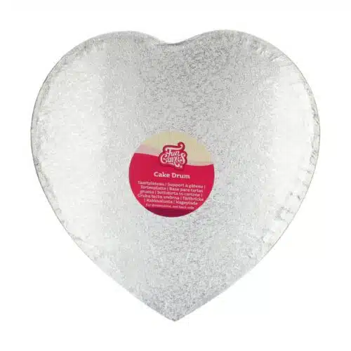 Funcakes cake drum hart 33 cm - zilver