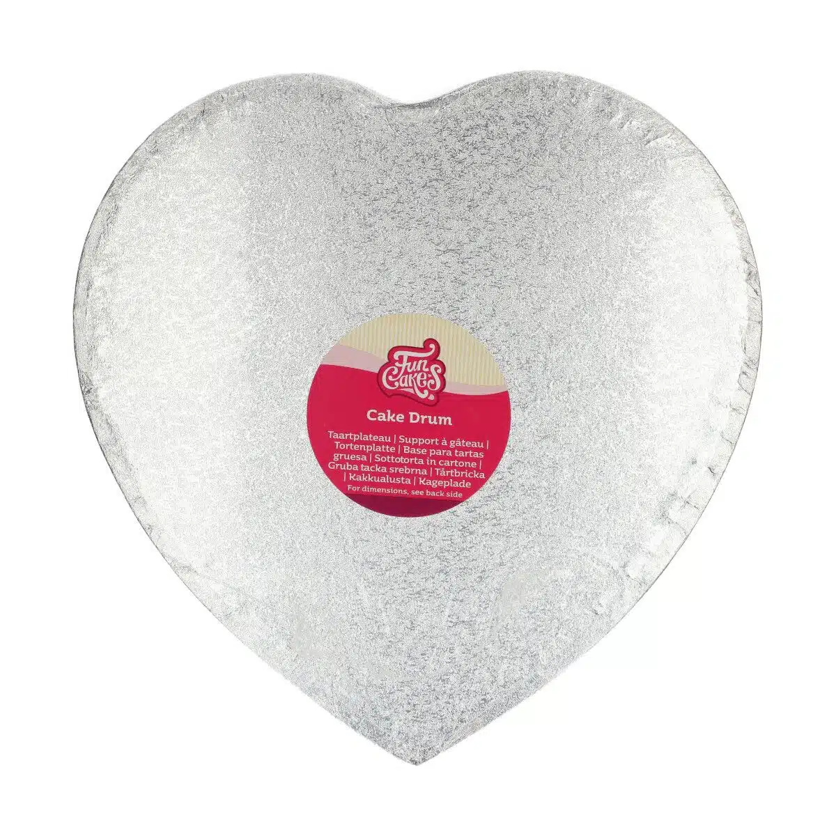 Funcakes cake drum hart 33 cm - zilver bij cake, bake & love 5 Funcakes cake drum hart 33 cm - zilver