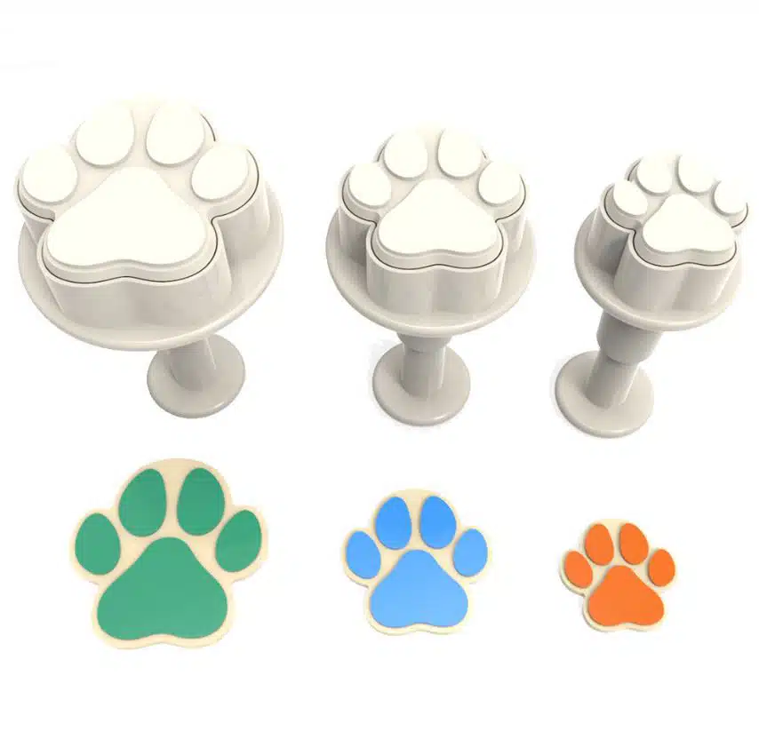 Paw big size plunger cutter set 3 bij cake, bake & love 5 Paw big size plunger cutter set 3