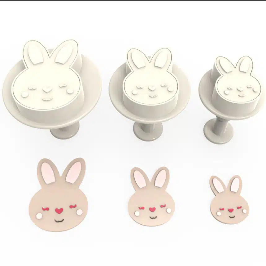 Sweet rabbit big size plunger cutter set 3 bij cake, bake & love 5 Sweet rabbit big size plunger cutter set 3