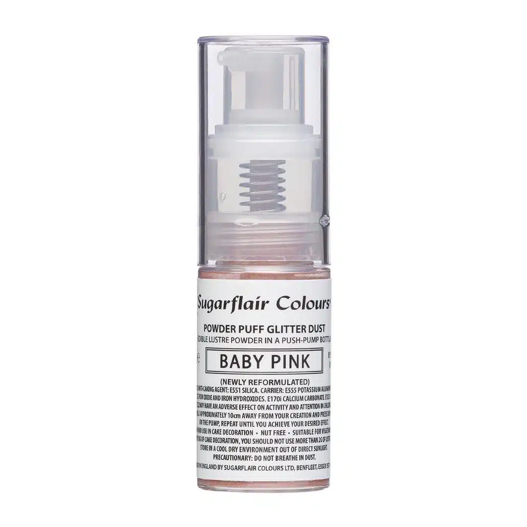 Sugarflair pump spray glitter dust -baby pink- bij cake, bake & love 5 Sugarflair pump spray glitter dust -baby pink-