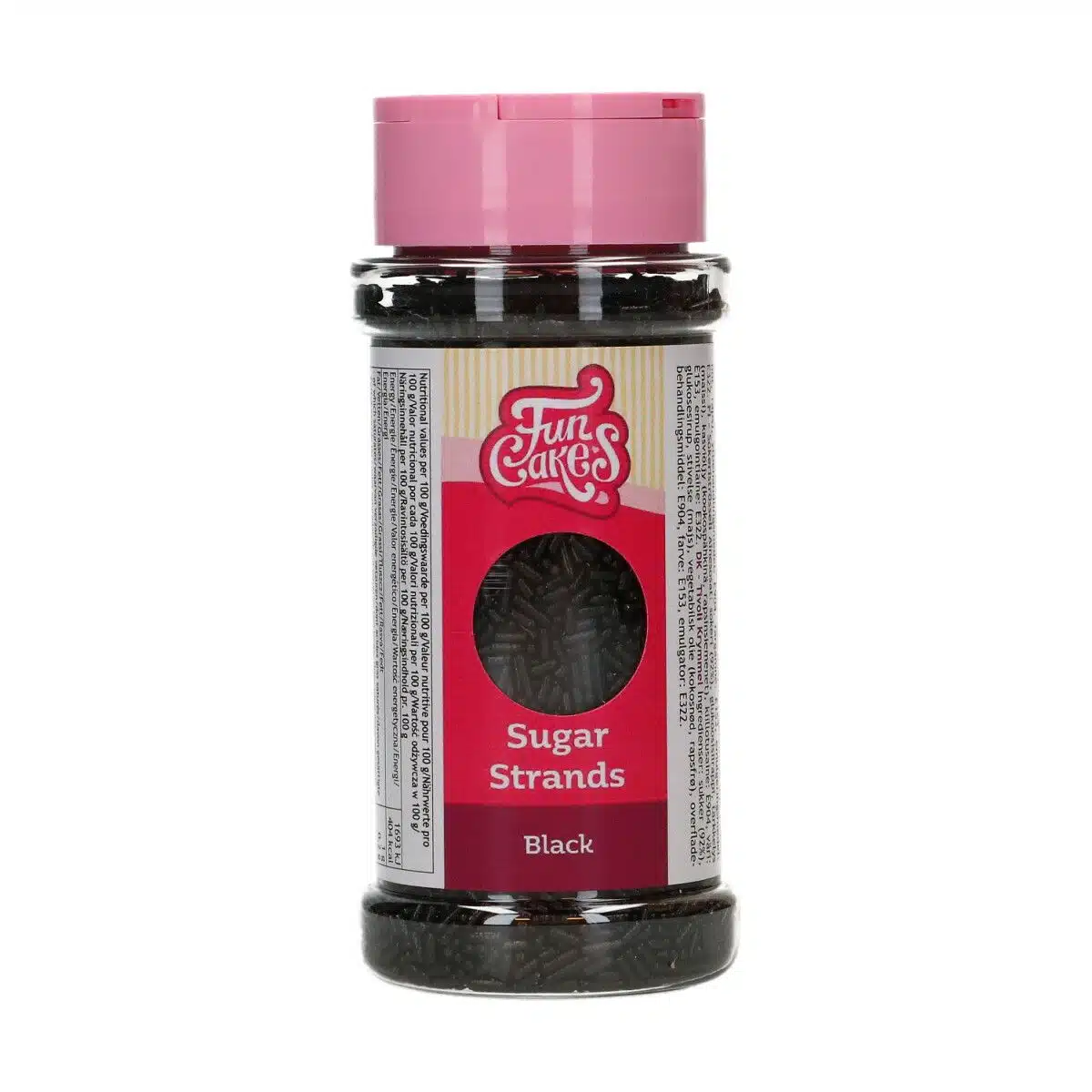 Funcakes sugar strands zwart 80 g bij cake, bake & love 5 Funcakes sugar strands zwart 80 g