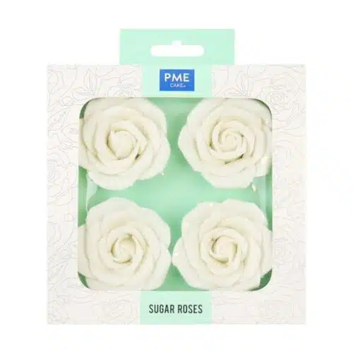 Pme white sugar roses 62mm pk/4