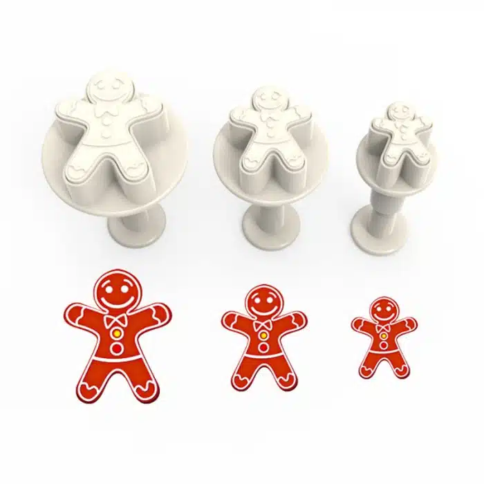 Gingerbread man mini plunger cutter set 3 bij cake, bake & love 5 Gingerbread man mini plunger cutter set 3