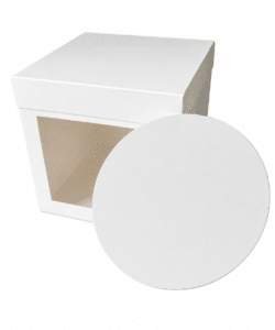 Taartdoos 25,4 x 25,4 x 25,4 cm + Cakeboard 25 cm wit
