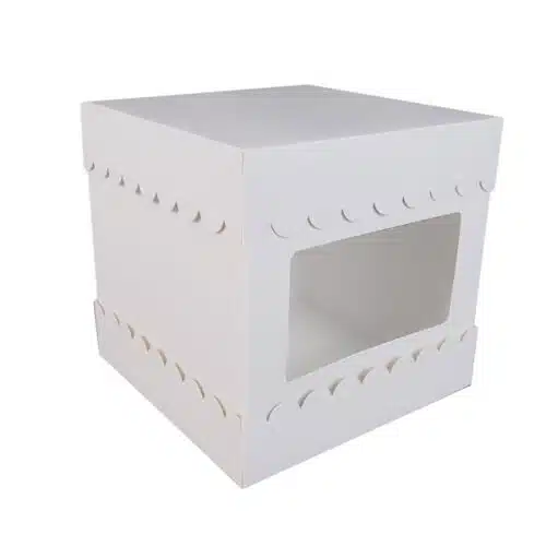 Taartdoos 20,3 x 20,3 x 20,3 cm + cakeboard 20 cm wit