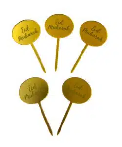 Eid Mubarak Cupcake Prikkers Goud 5 stuks