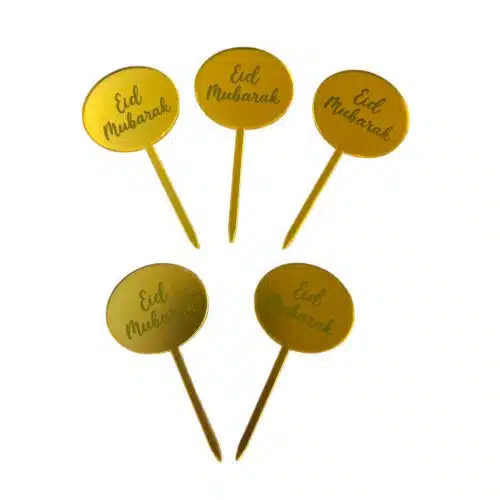 Eid mubarak cupcake prikkers goud 5 stuks