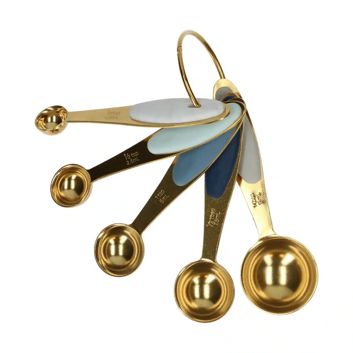 Wilton gouden metalen maatlepels 5 stuks bij cake, bake & love 5 Wilton gouden metalen maatlepels 5 stuks