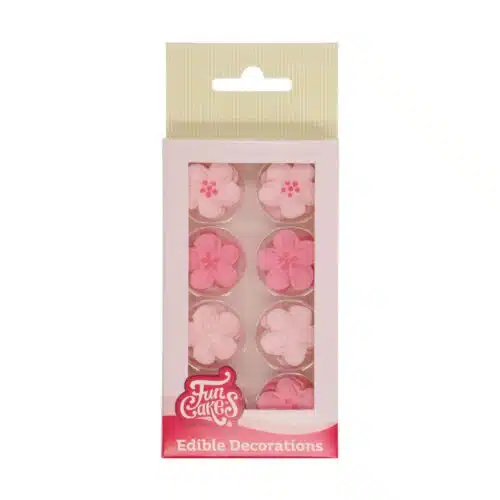 Funcakes suikerdecoratie bloemenmix roze set/24