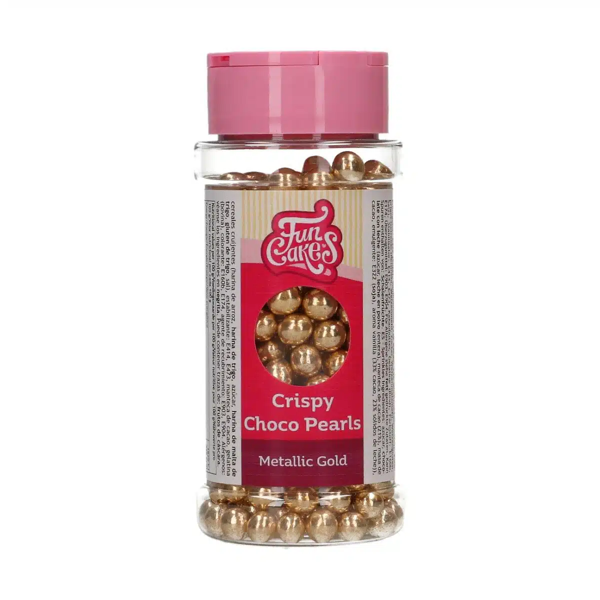 Funcakes crispy choco pearls - metallic gold 60g bij cake, bake & love 5 Funcakes crispy choco pearls - metallic gold 60g