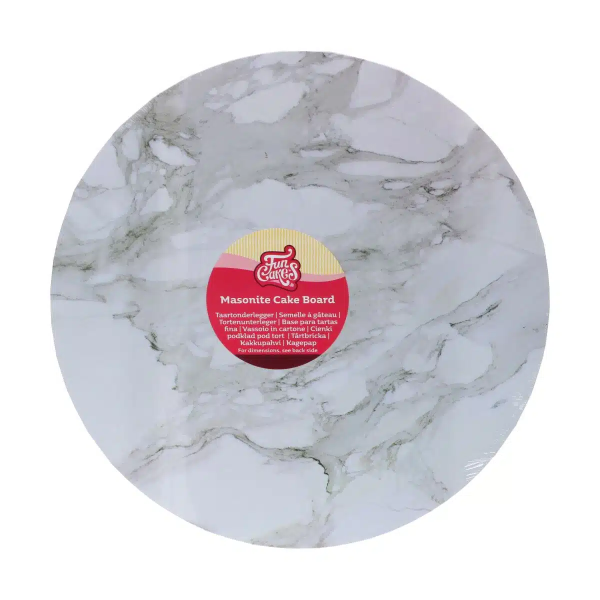 Funcakes masonite cake board rond ø25 cm- marmer grijs bij cake, bake & love 5 Funcakes masonite cake board rond  ø25 cm- marmer grijs