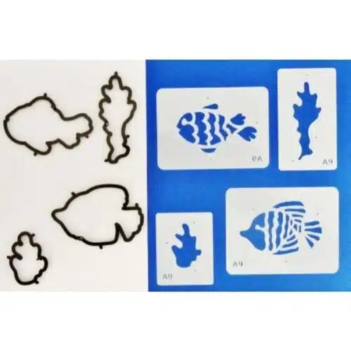 Patchwork cutters + stencil - fish set - nieuw