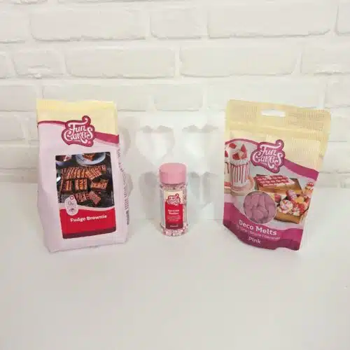 Moederdag fudge brownie geo heart pakket