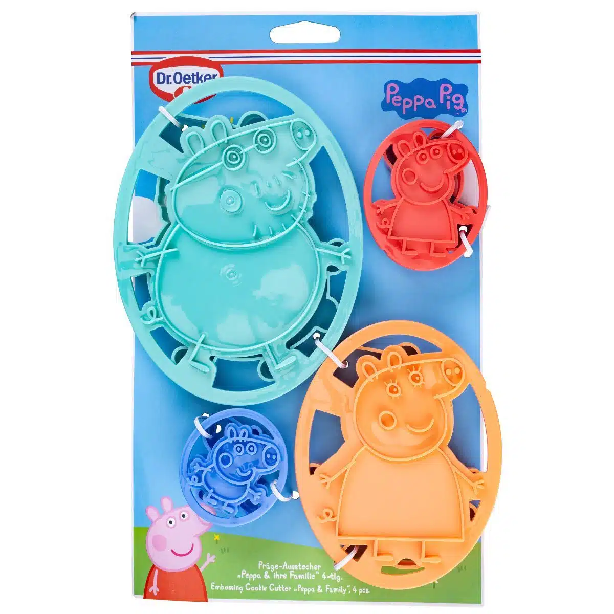 Dr. Oetker peppa big & familie - embossing cookie cutter pk/4 bij cake, bake & love 5 Dr. Oetker peppa big & familie - embossing cookie cutter pk/4