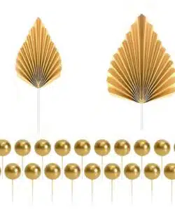 Taartdecoratie set Cake Bubbles & Palm Leaf Gold pk/22