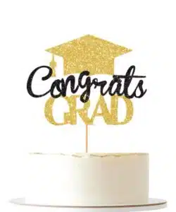Caketopper Congrats Grad goud - zwart