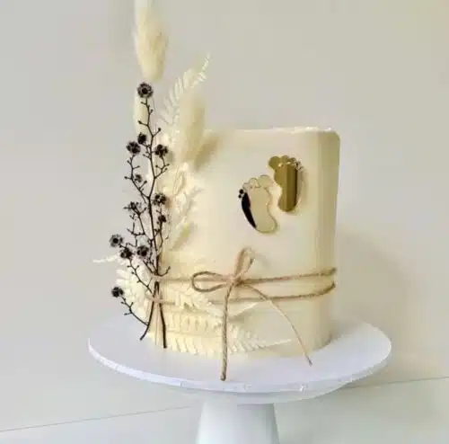 Taartdecoratie babyvoetjes goud 6 stuks - afbeelding 2