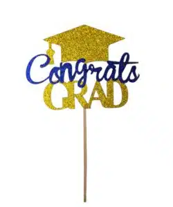 Caketopper Congrats Grad goud - blauw