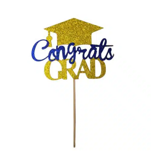 Caketopper congrats grad goud - blauw