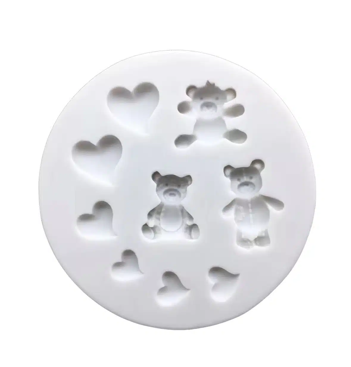 Siliconen mal beertjes en hartjes bij cake, bake & love 5 Siliconen mal beertjes en hartjes