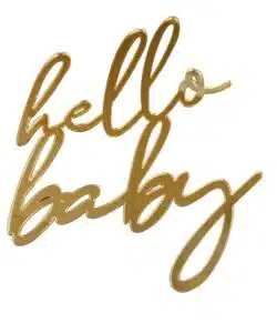 Cake Decoration Hello Baby Gold