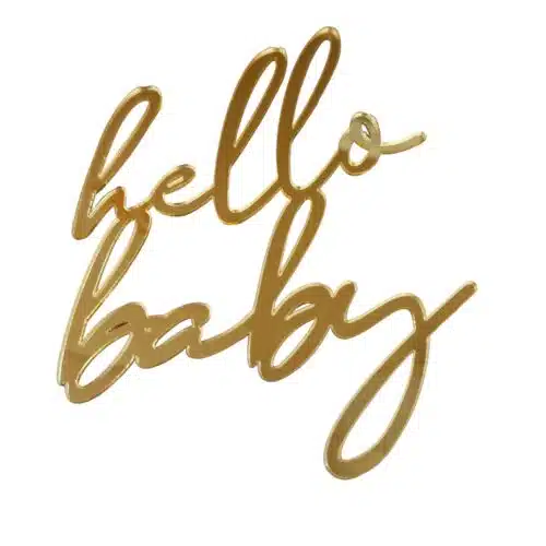 Cake decoration hello baby gold