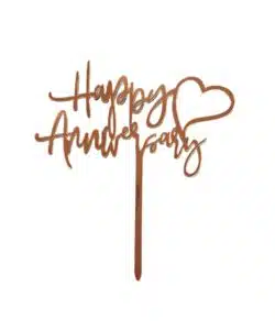 Caketopper Happy Anniversary Heart Gold