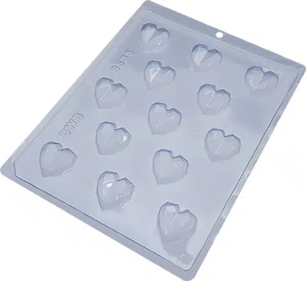 Chocolade mal geometrische hartjes bij cake, bake & love 5 Chocolade mal geometrische hartjes