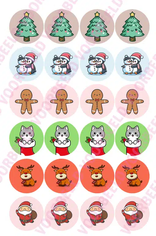 Eetbare cupcakeprint kerst cupcakes mix - 24 cupcake rondjes bij cake, bake & love 5 Eetbare cupcakeprint kerst cupcakes mix - 24 cupcake rondjes