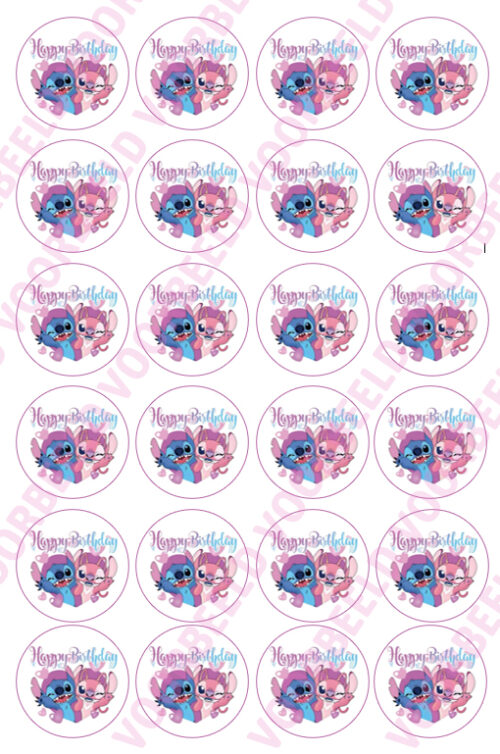 Eetbare cupcakeprint stitch & angel 2 - 24 cupcake rondjes bij cake, bake & love 5