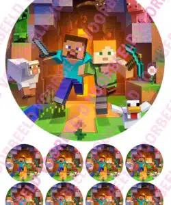 Eetbare Taartprint Minecraft 2 - 18 cm rond rond
