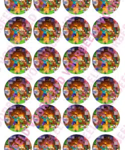 Eetbare Cupcakeprint Minecraft 2 - 24 cupcake rondjes