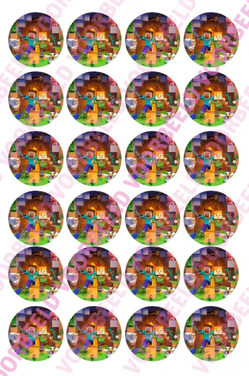 Eetbare cupcakeprint minecraft 2 - 24 cupcake rondjes