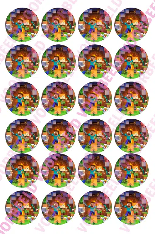 Eetbare cupcakeprint minecraft 2 - 24 cupcake rondjes bij cake, bake & love 5 Eetbare cupcakeprint minecraft 2 - 24 cupcake rondjes
