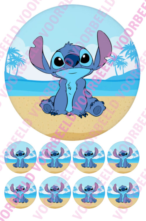 Eetbare taartprint stitch - 18 cm rond rond bij cake, bake & love 5