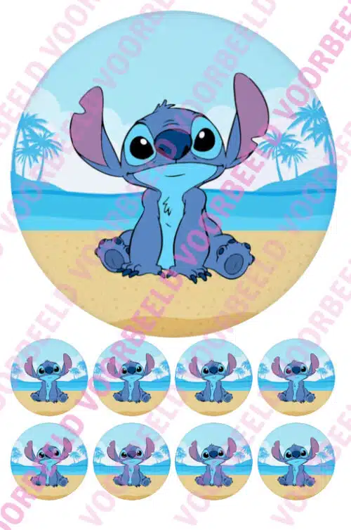 Eetbare taartprint stitch - 18 cm rond rond