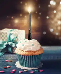 Alternative view of Decocino by Amira - Musical Candle Happy Birthday Silver